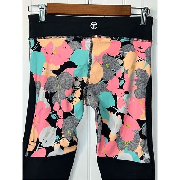 TRINA TURK Recreation Leggings Women’s Small Black / Orange Floral Athleisure - Picture 7 of 10